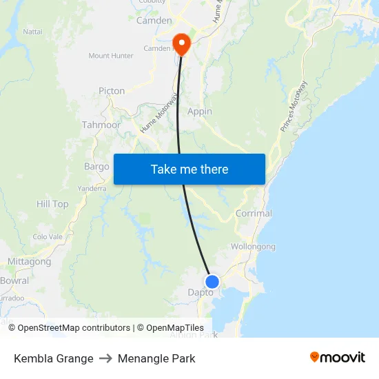 Kembla Grange to Menangle Park map