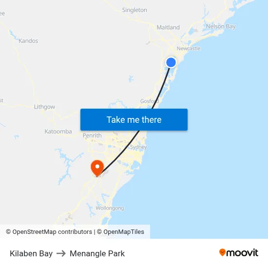 Kilaben Bay to Menangle Park map