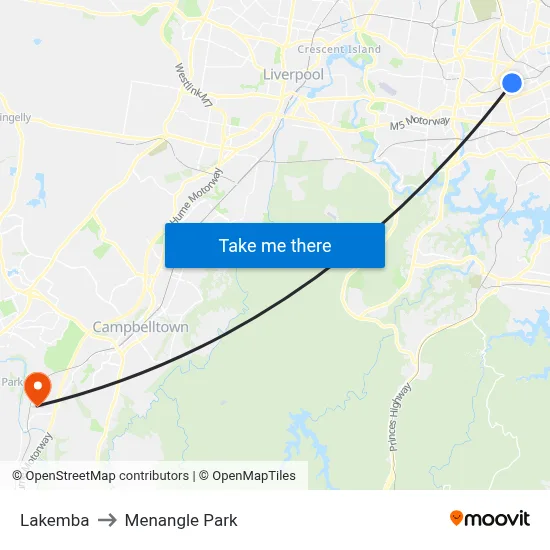 Lakemba to Menangle Park map
