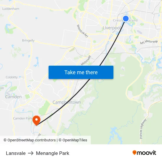Lansvale to Menangle Park map