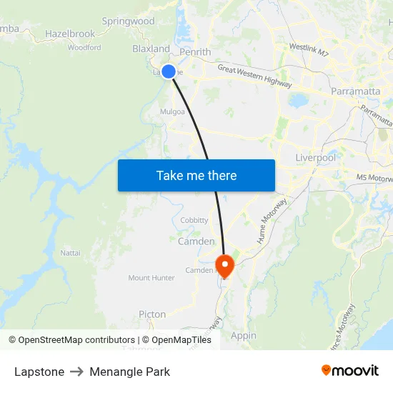 Lapstone to Menangle Park map