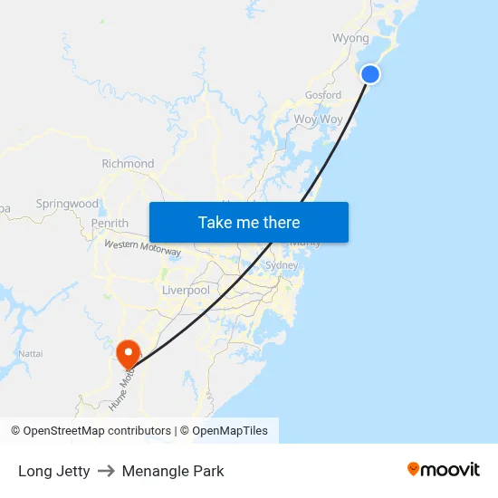 Long Jetty to Menangle Park map