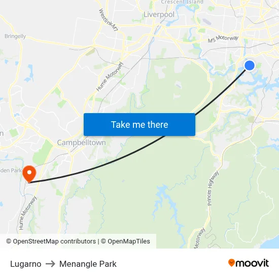 Lugarno to Menangle Park map