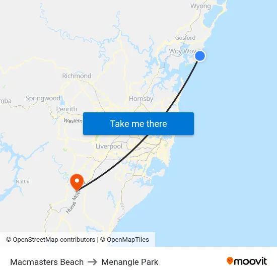 Macmasters Beach to Menangle Park map