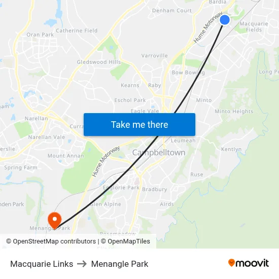 Macquarie Links to Menangle Park map