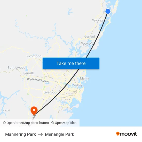 Mannering Park to Menangle Park map