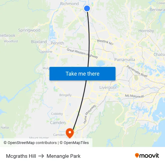 Mcgraths Hill to Menangle Park map
