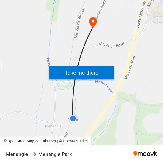 Menangle to Menangle Park map