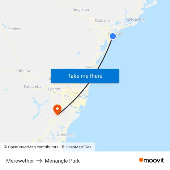 Merewether to Menangle Park map