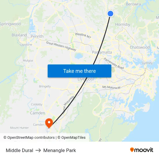 Middle Dural to Menangle Park map