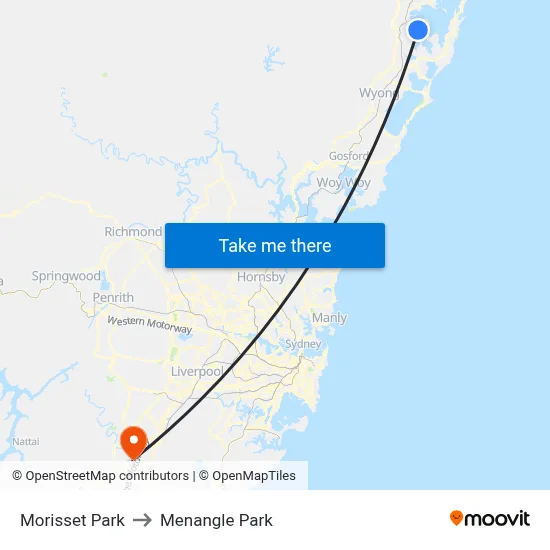 Morisset Park to Menangle Park map