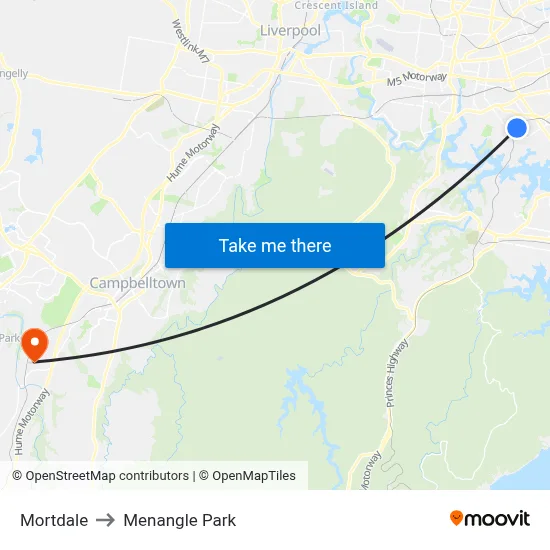 Mortdale to Menangle Park map