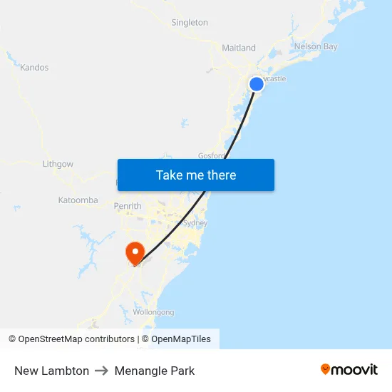 New Lambton to Menangle Park map