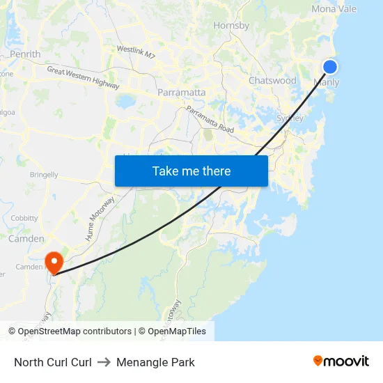 North Curl Curl to Menangle Park map