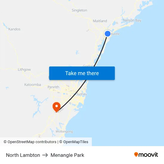 North Lambton to Menangle Park map