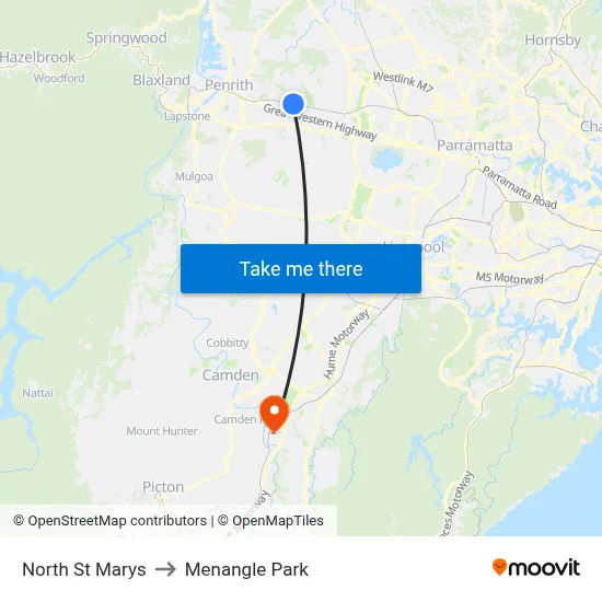 North St Marys to Menangle Park map