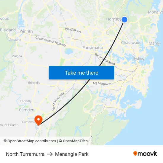 North Turramurra to Menangle Park map