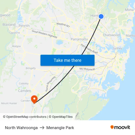 North Wahroonga to Menangle Park map