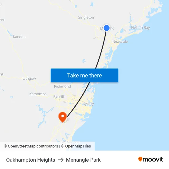 Oakhampton Heights to Menangle Park map