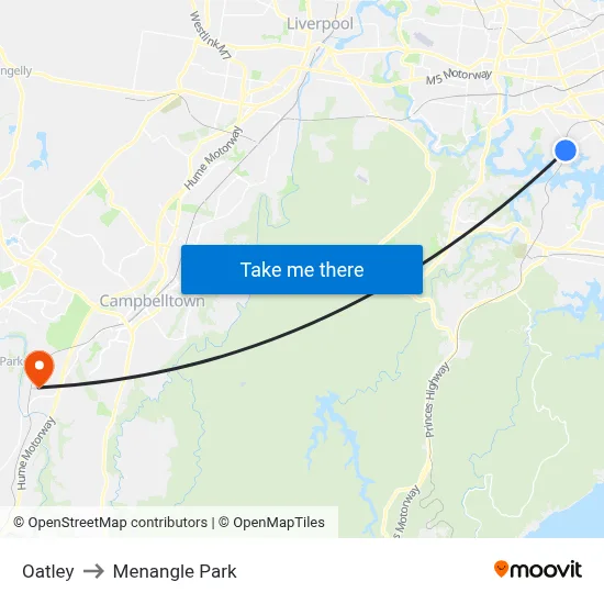 Oatley to Menangle Park map