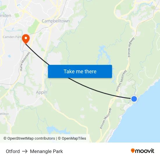 Otford to Menangle Park map