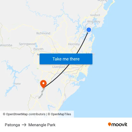 Patonga to Menangle Park map
