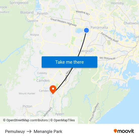 Pemulwuy to Menangle Park map