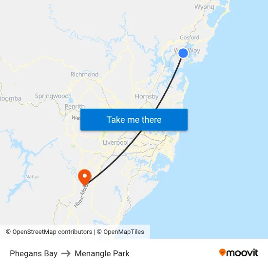 Phegans Bay to Menangle Park map