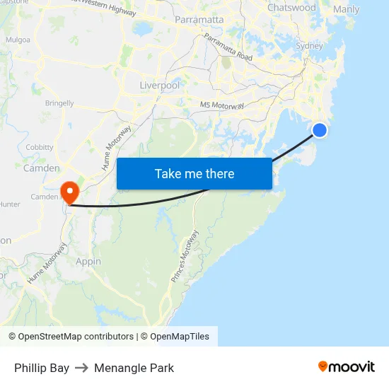 Phillip Bay to Menangle Park map