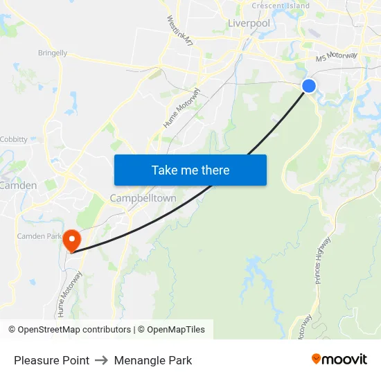Pleasure Point to Menangle Park map