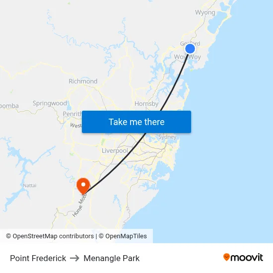 Point Frederick to Menangle Park map