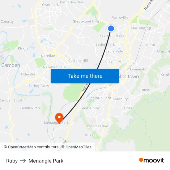 Raby to Menangle Park map