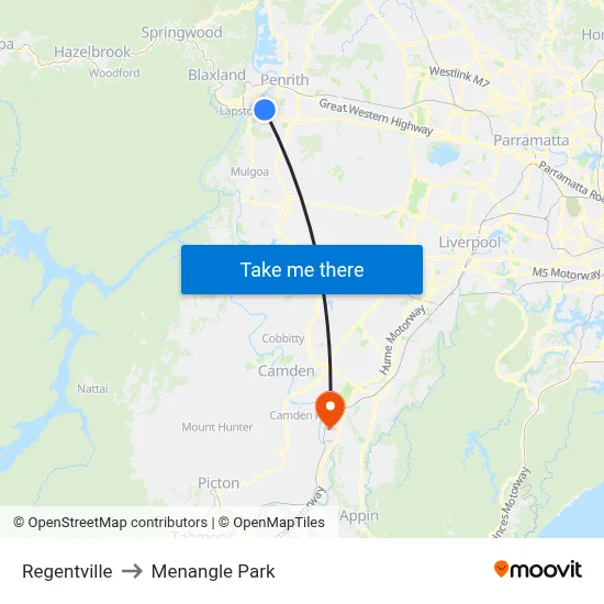 Regentville to Menangle Park map