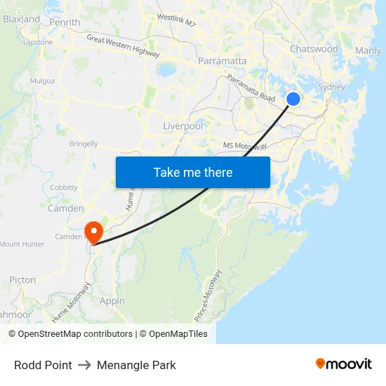 Rodd Point to Menangle Park map