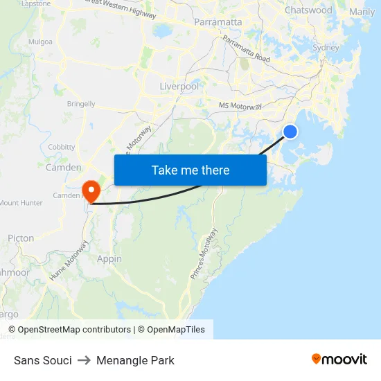 Sans Souci to Menangle Park map