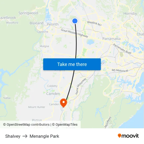Shalvey to Menangle Park map