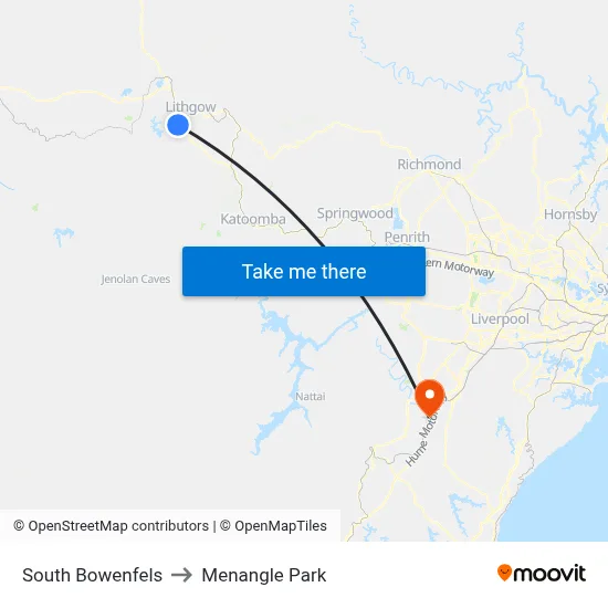 South Bowenfels to Menangle Park map