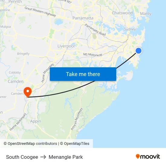 South Coogee to Menangle Park map