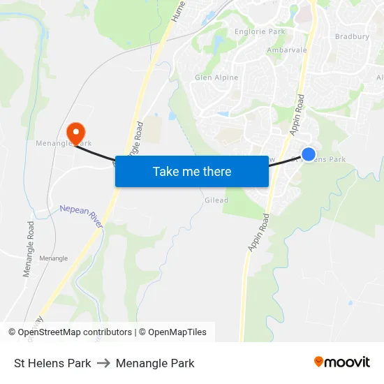 St Helens Park to Menangle Park map