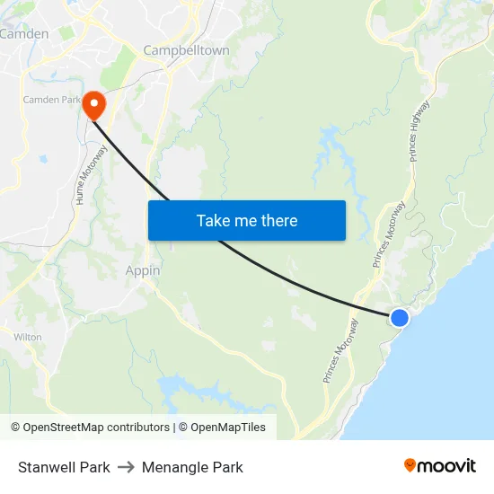 Stanwell Park to Menangle Park map