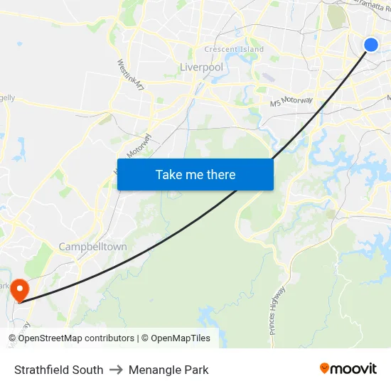 Strathfield South to Menangle Park map