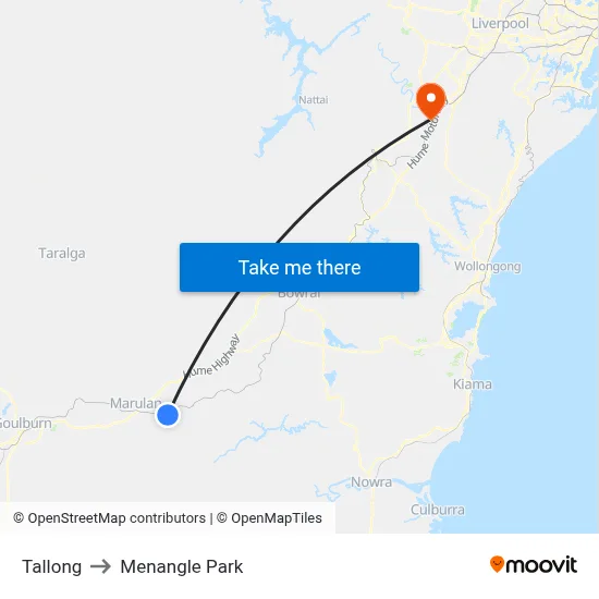 Tallong to Menangle Park map