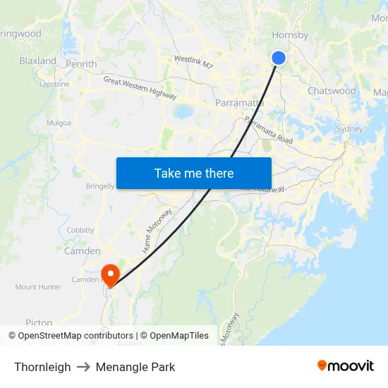 Thornleigh to Menangle Park map