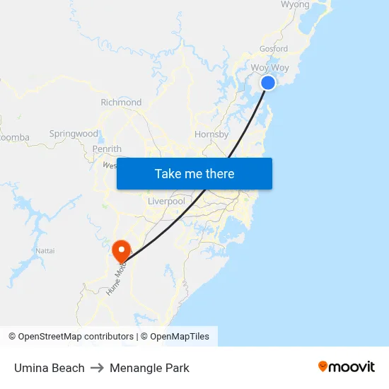Umina Beach to Menangle Park map