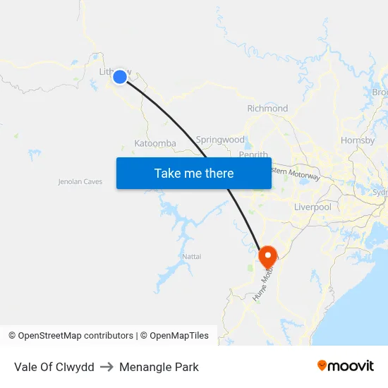 Vale Of Clwydd to Menangle Park map
