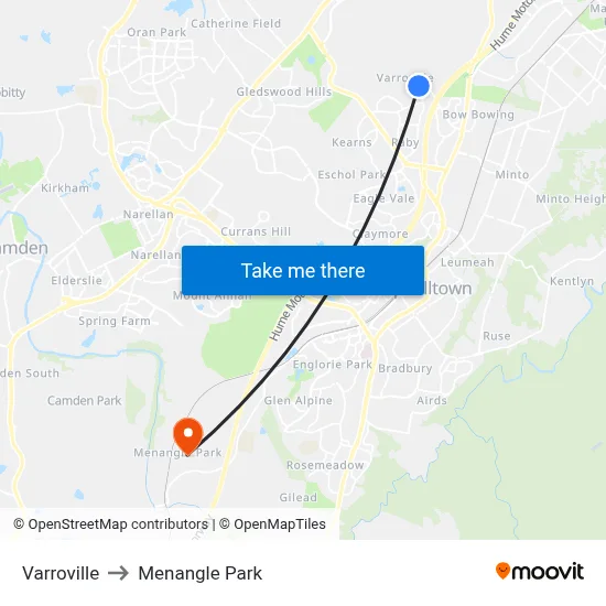 Varroville to Menangle Park map
