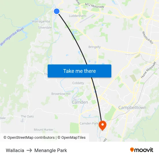 Wallacia to Menangle Park map