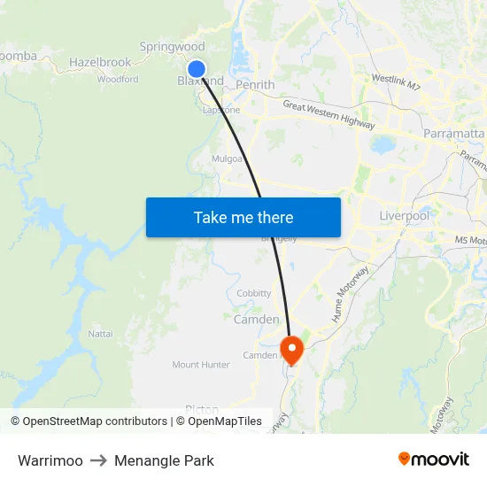 Warrimoo to Menangle Park map