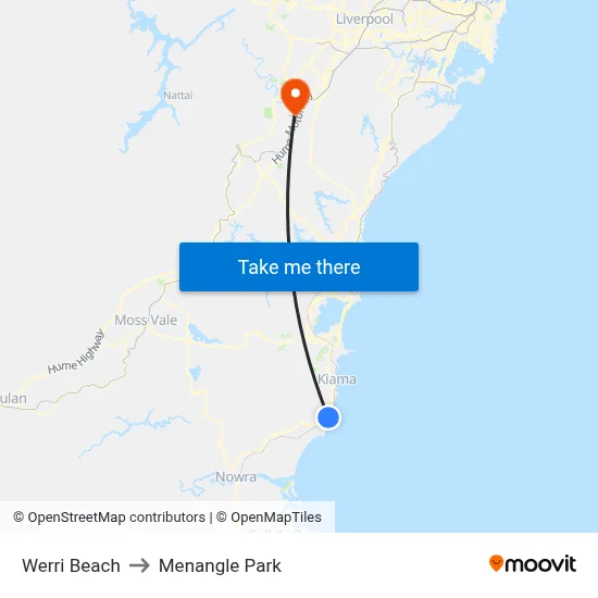 Werri Beach to Menangle Park map