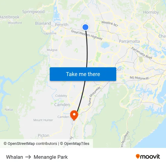 Whalan to Menangle Park map